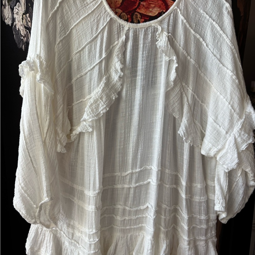 Free People Cream Ruffled Blouse - Picture 2 of 4